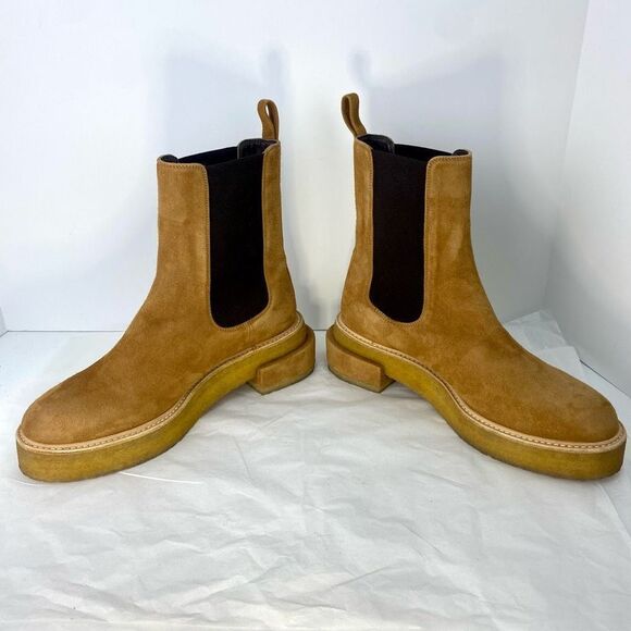 New FRAME Le Canon Platform Women’s Chelsea Boot in Chamois SZ 38.5 ($598) - Picture 3 of 12